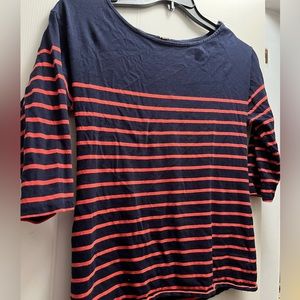 Navy Striped J. Crew 3/4 Sleeve Shirt, Size S